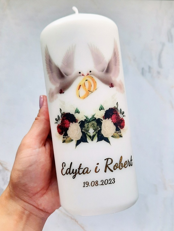 Świeca na stół WESELE - wzór 20 (3)