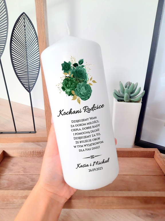 Podziękowanie dla Rodziców/Chrzestnych/Dziadków WESELE - kolekcja BOTTLE GREEN